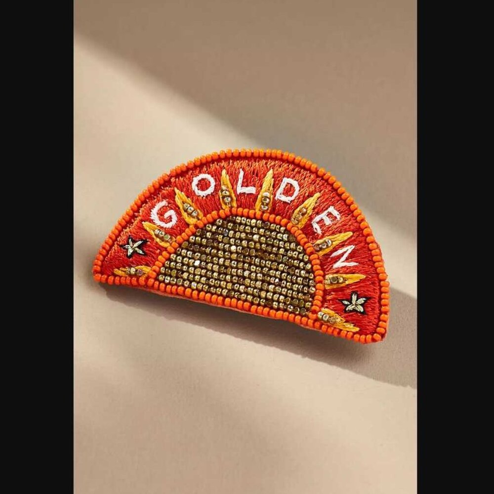 New Mignonne Gavigan x Anthropologie golden sun brooch beaded pin